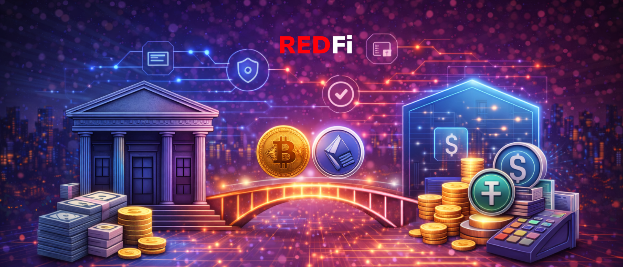 Crypto-friendly banking concept showing trusted integration between traditional finance and crypto through secure payments and compliance